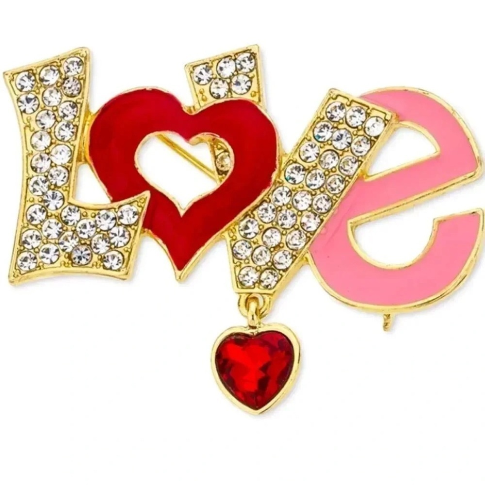 Love Gold Red Brooch